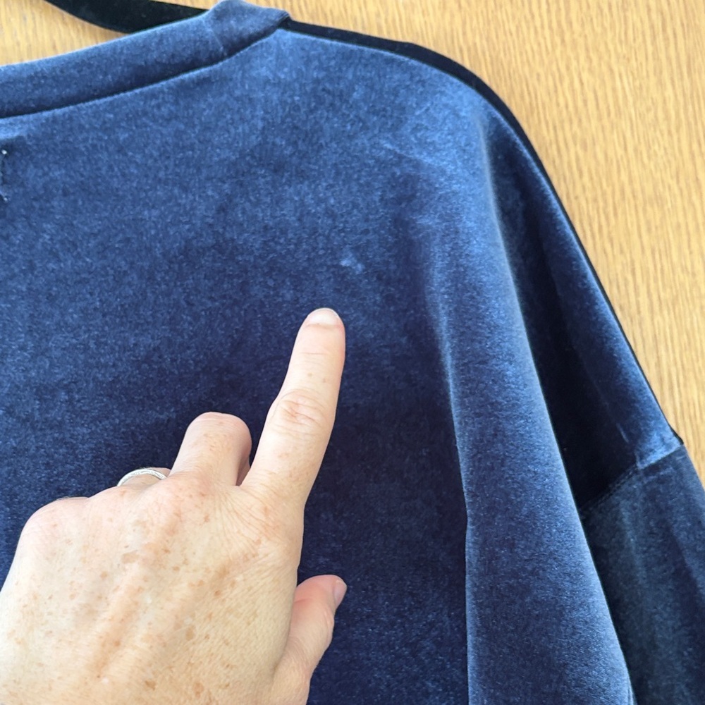 Madewell Elegant Navy Velvet/Velour Women's Crewneck Sweater Sweatshirt-M - Picture 11 of 11